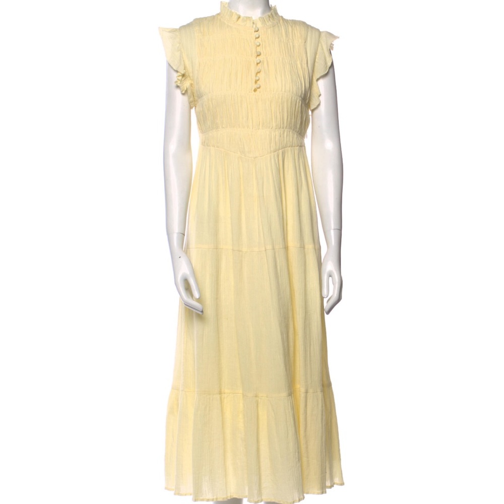 Ba&sh Butter Yellow Midi Dress